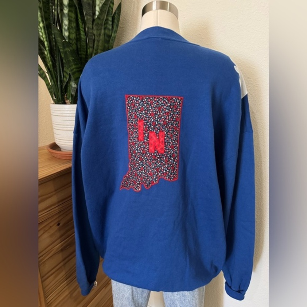 Vintage‎ Indiana home USA map Appliqué sweatshirt Oversized Crewneck teacher 3X
